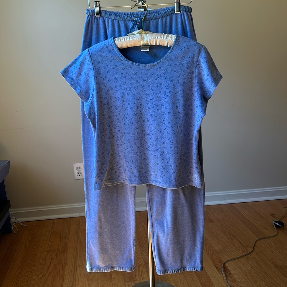 LL Bean Vintage Women’s Medium Pajama Set, 100% Cotton, Cornflower Blue
